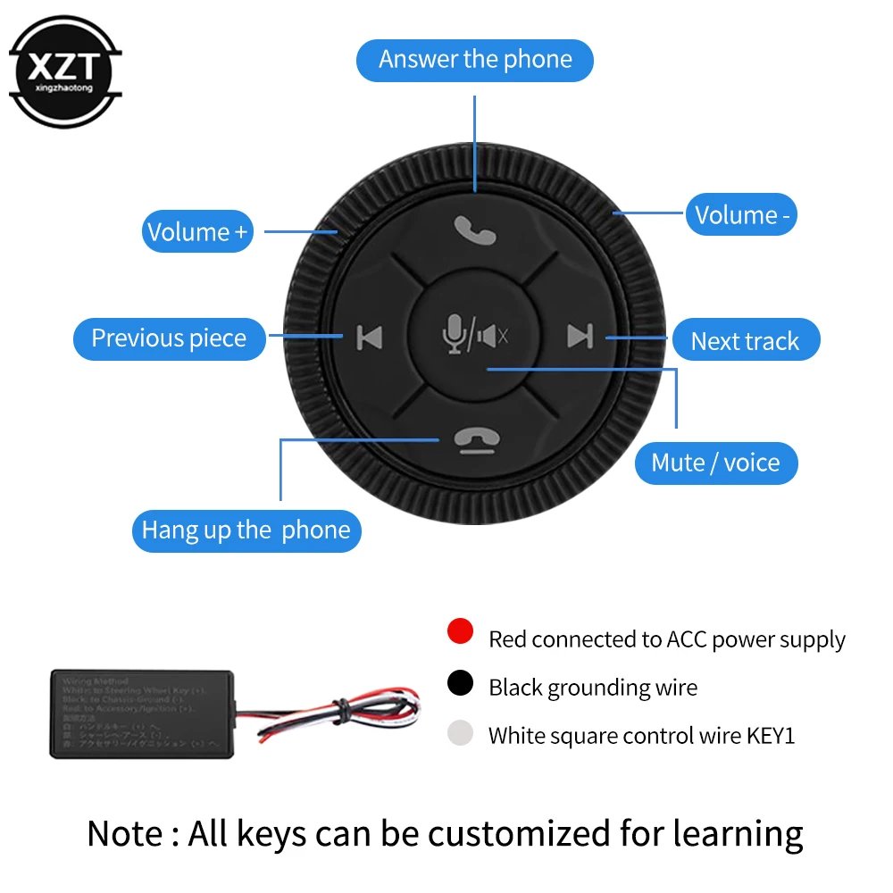 Universal Wireless Bluetooth-compatible Car Steering Wheel Remote Control GPS Smart Button Key Volume Controller Phone Handsfree