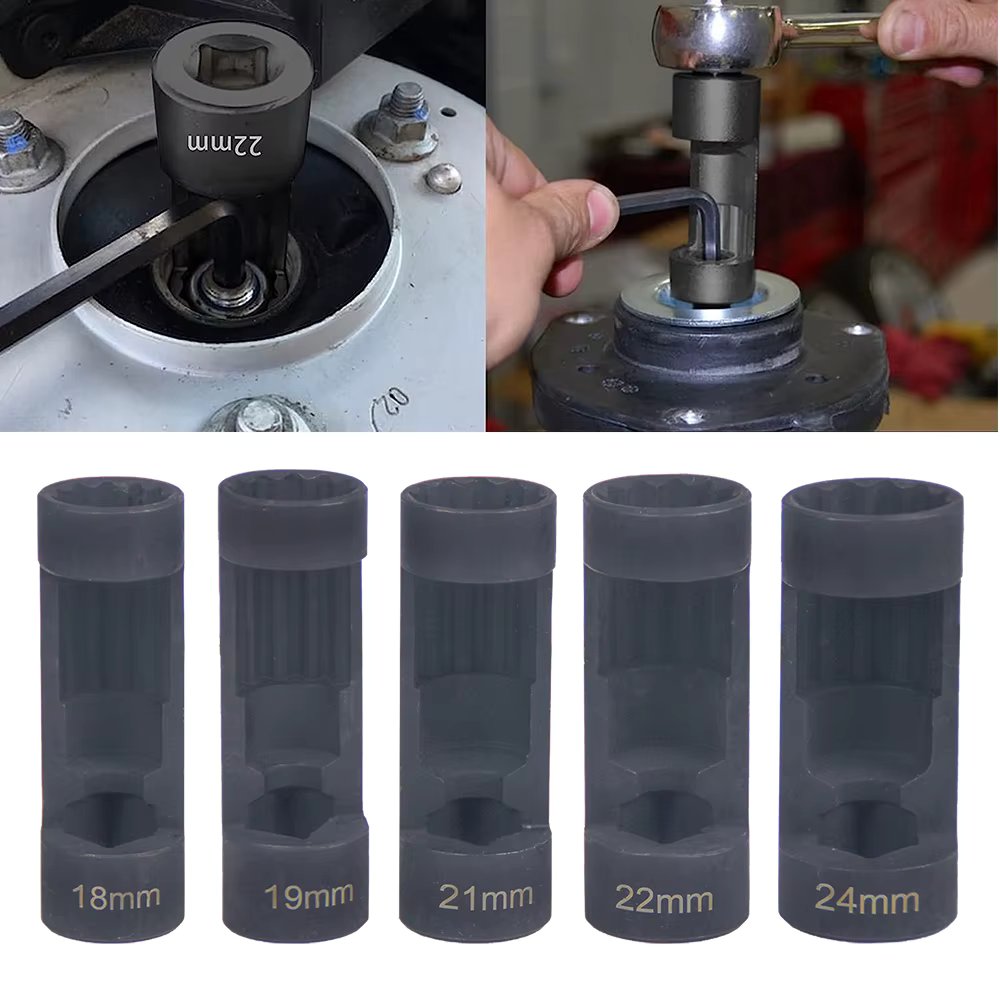 5PCS 1/2" Drive Suspension Shock Tool Strut Nut Socket Set Car Repair Tool 18MM 19MM 21MM 22MM 24MM