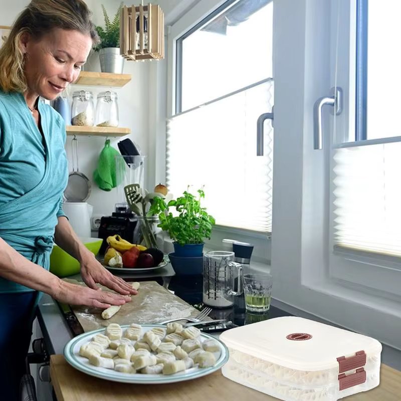 Food Storage Container Food-Grade Dumpling Storage Box Non-Slip Bottom Refrigerator Organizer Reusable For Home Dining Room