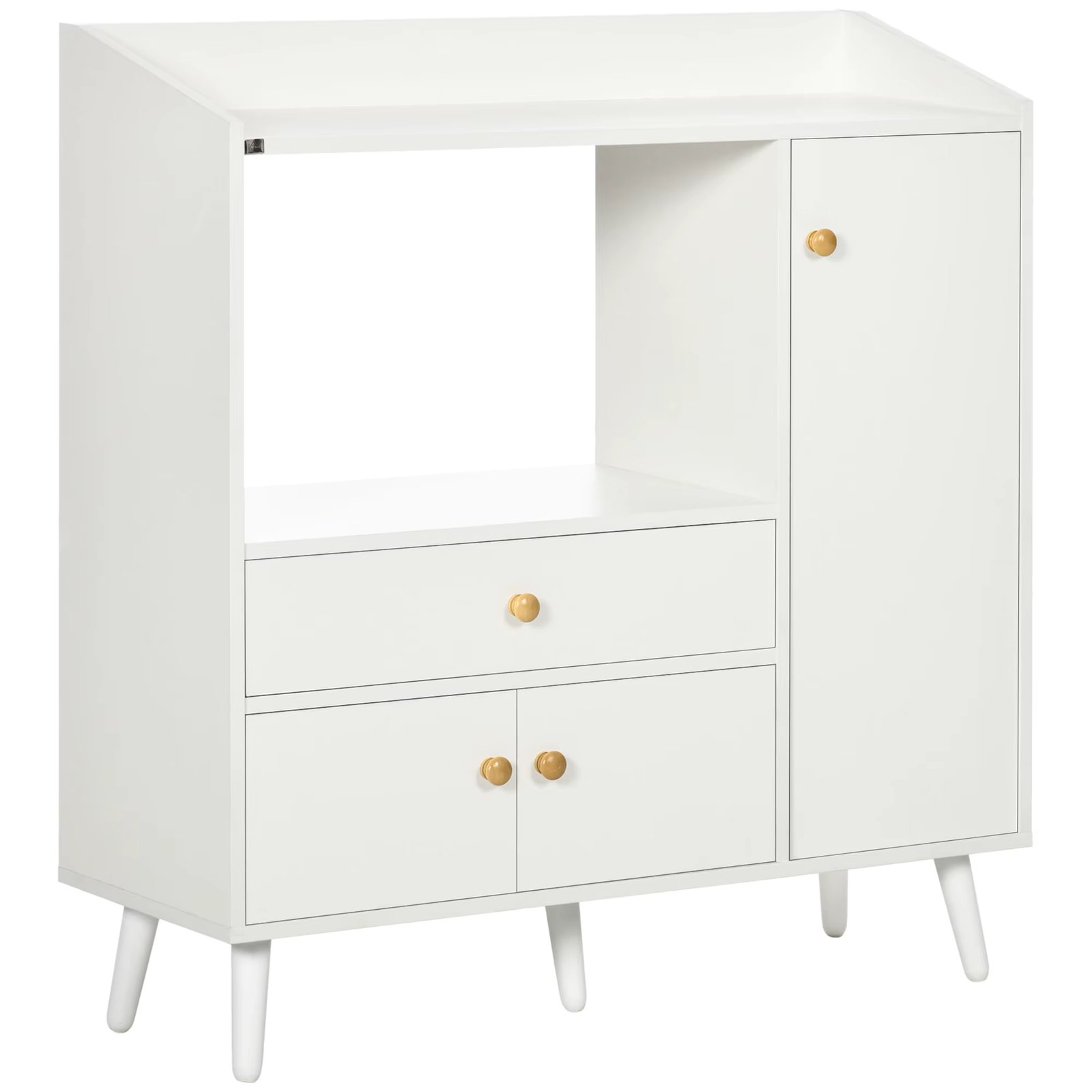 HOMCOM kitchen microwave sideboard with 3 doors drawer 90x30x94 cm White