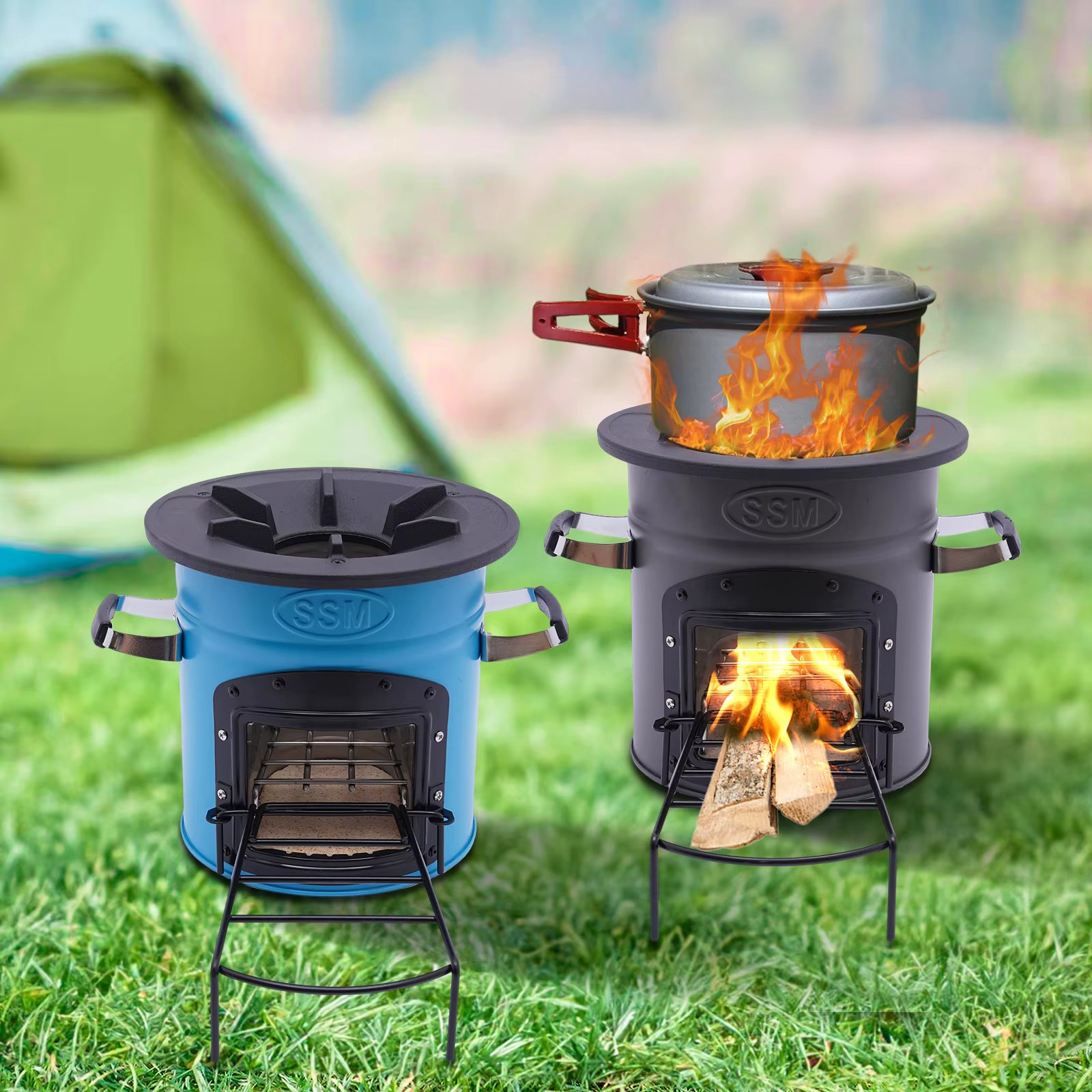 Stainless Steel Insulated Camping Rocket Stove, Premium Wood Burning Stove for Backpacking, Hiking, RV Survival