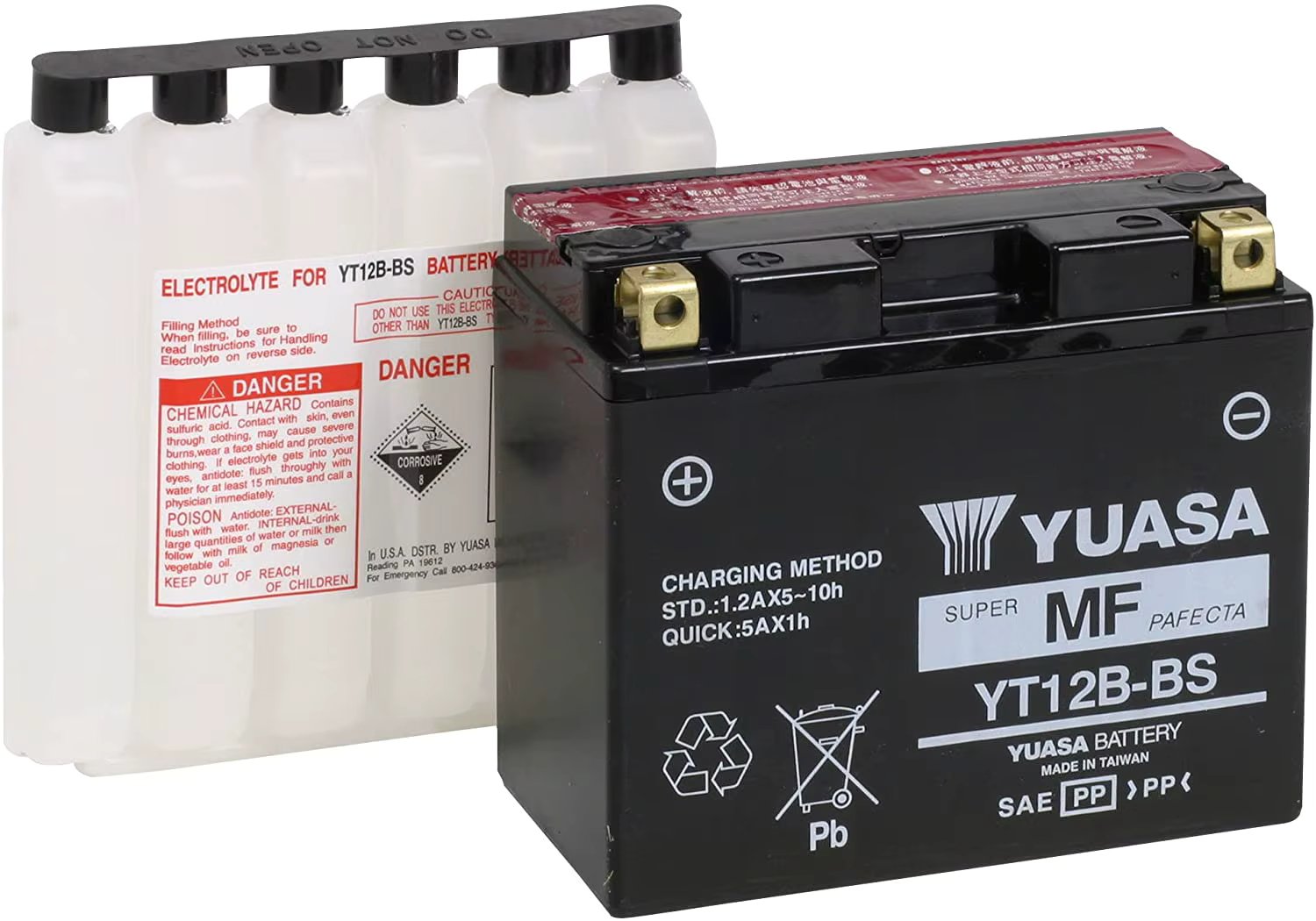 Yuasa YT12B-BS battery for moto 12V 10Ah rechargeable. Ideal for Yamaha FZ6, among other models