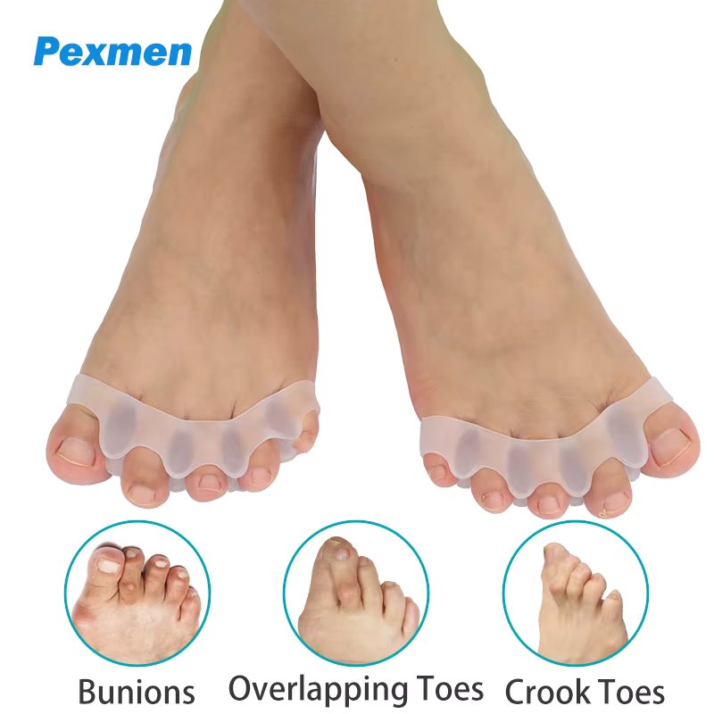 Pexmen 2Pcs Gel Toe Separators Restore Toes to Original Shape Toes Corrector Spacers for Bunions and Overlapping Toes