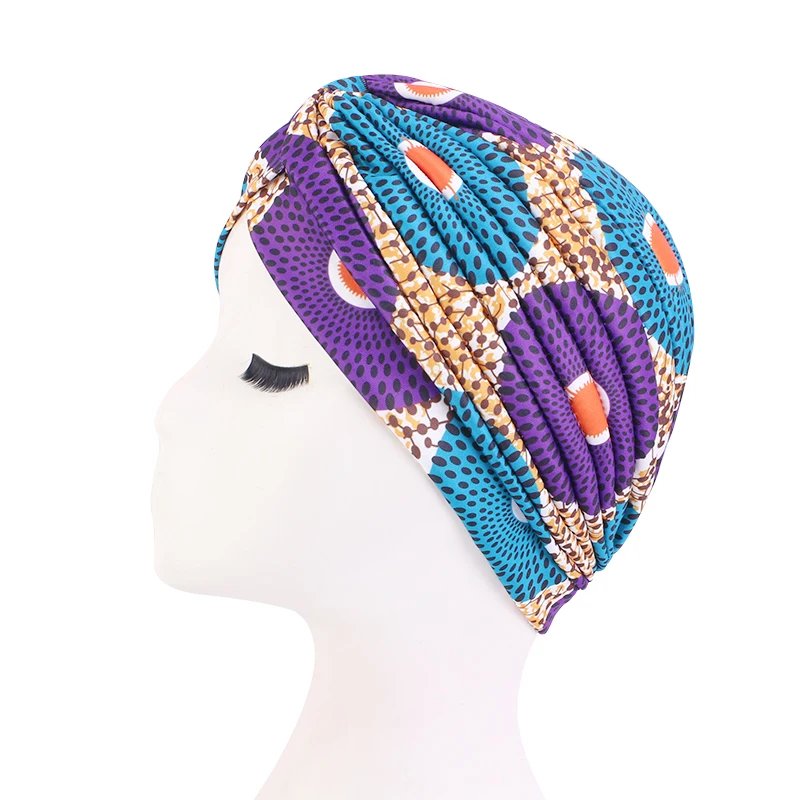 New Women Printed knot turban Indian Muslim Headwraps Chemo Cap Hijab Beanie Bonnet Head Wrap Bandanas Hair Loss Headscarf