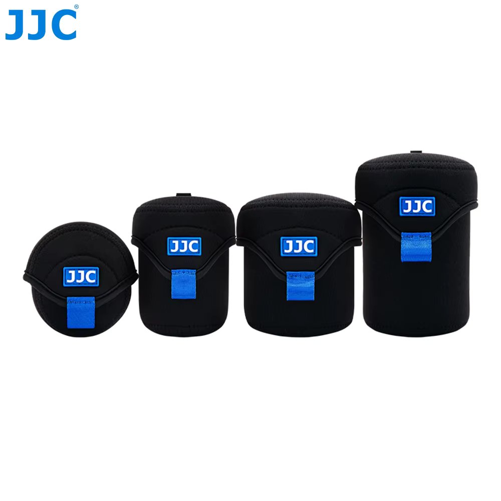 JJC Neoprene Mirrorless Lens Pouch Bag Compact Camera Lens Pouch Case Fold-Over Lens Bag for Canon Nikon Fuji Fujifilm Olympus