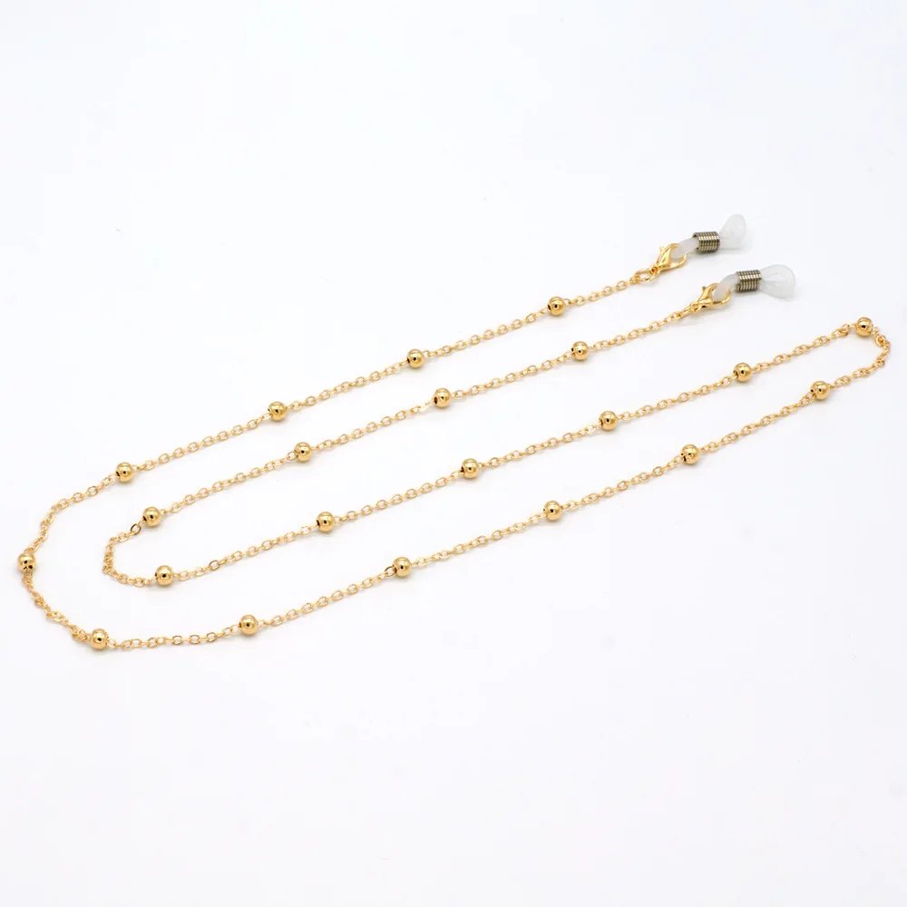 Fashion Copper Womens Gold Silver Eyeglass Chains Sunglasses Reading Beaded Glasses Chain Eyewears Cord Necklace Strap Rop