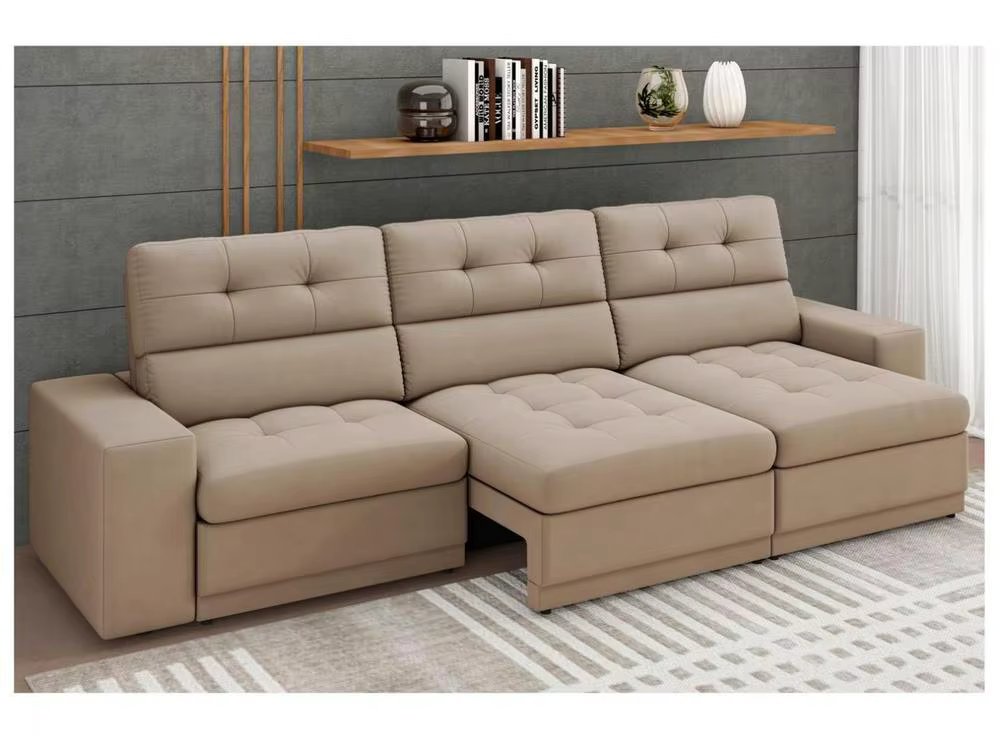 Reclining Retractable Sofa 4 Places Velvet Rome Besthouse
