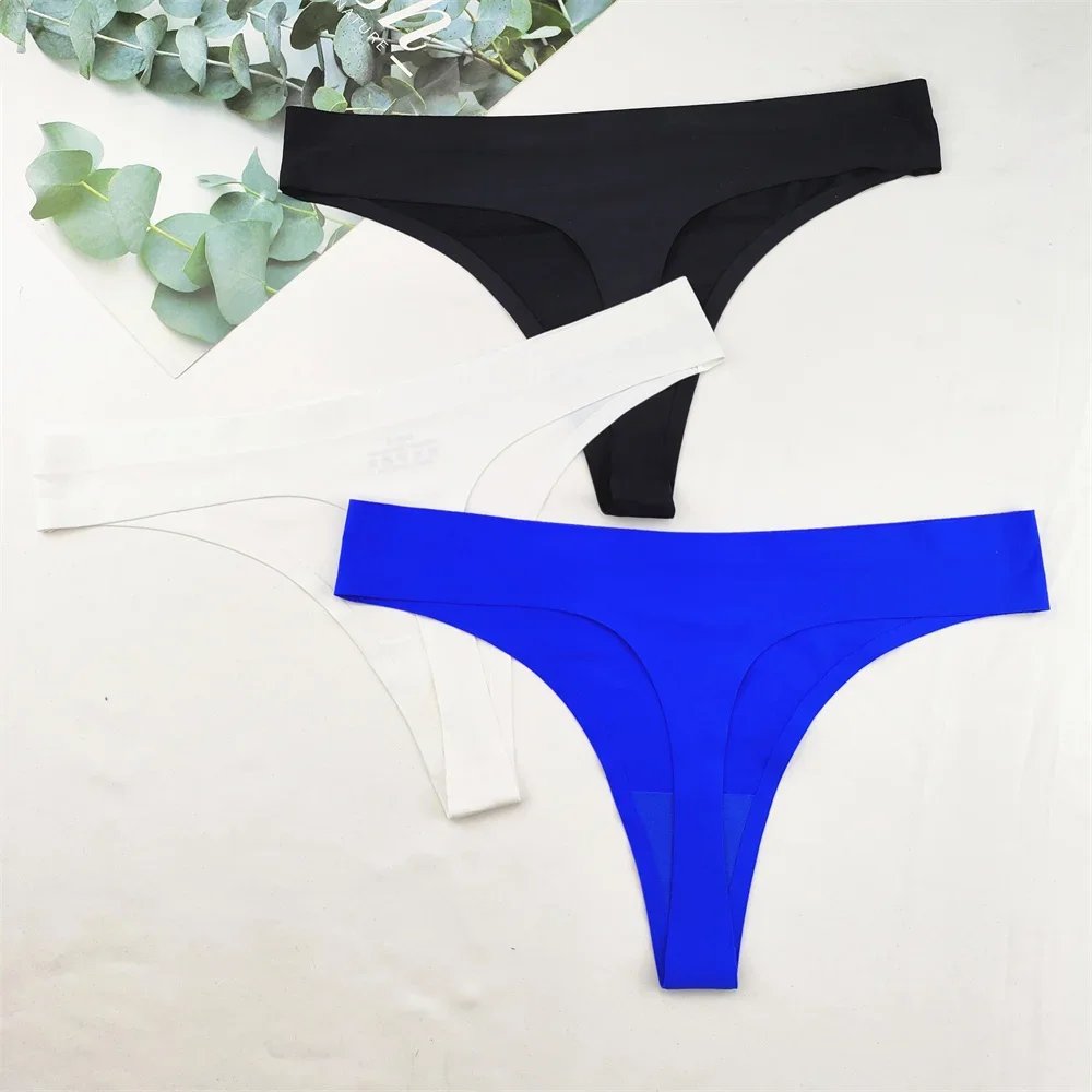 3PCS/Set EU Size S-XL Invisible Thong Underwear Women Seamless Lingerie Female Sexy Low-Rise G-Strings Underpant Bikini Briefs