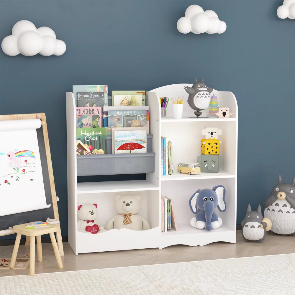 Kids Bookshelf and Toy Organizer 3 Tier Bookshelf for Kids Fabric Toddler Bookcase Book Shelf for Kids Rooms Bedroom Playroom