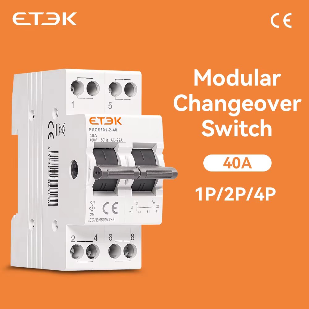 ETEK MTS Dual Power Manual Transfer Switch Din Rail Modular Changeover Switch Interlock Circuit Breaker 1P 2P 4P EKCS101