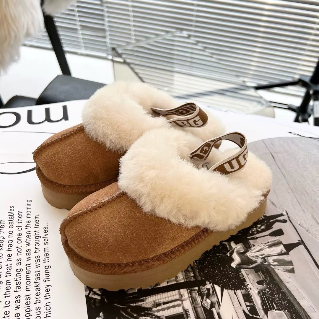 Wool slippers 2024 New Fashionable Winter Shoes Flip flops Thick bottom Warmth Integrated sheepskin and fur women Snow boots