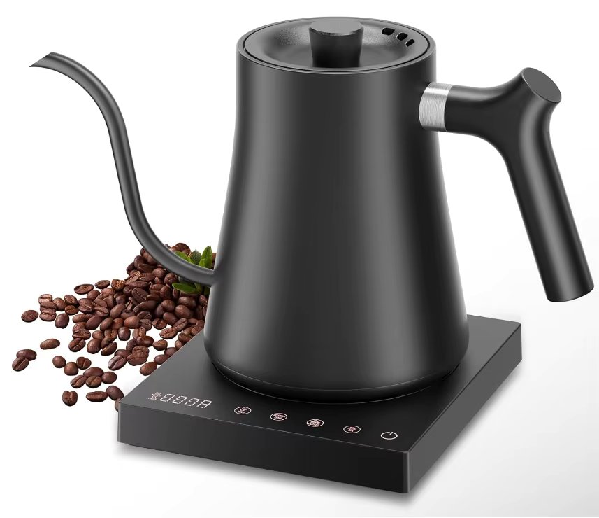 1200W instant coffee electric teapot, stainless steel inner cover and bottom pour hot kettle, leak-proof, automatic closing