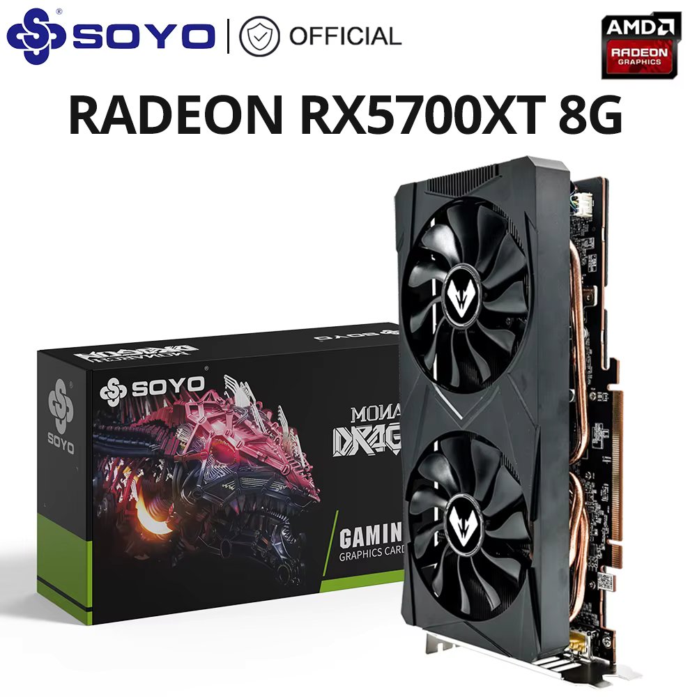 SOYO AMD Radeon RX5700XT RX5700 8G Graphics Card GDDR6 Memory PCIE4.0x16 DPx3 8Pin Gaming Video Card for Desktop Computer
