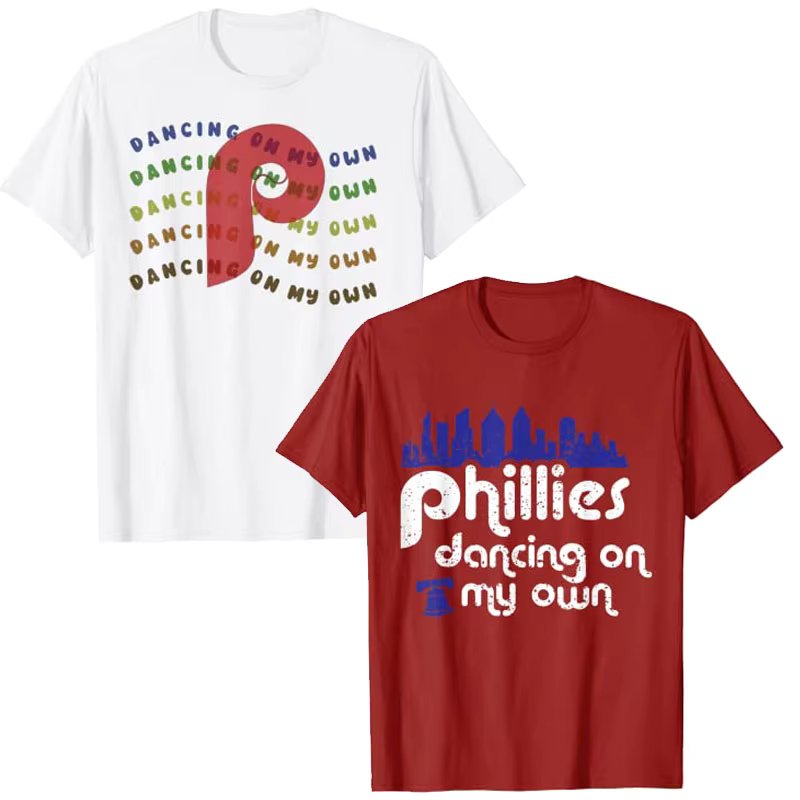 Philly Dancing on My Own Philadelphia Baseball T-Shirt Aesthetic Clothes Novelty Gift Graphic Tee Sayings Quote Baseball Tops