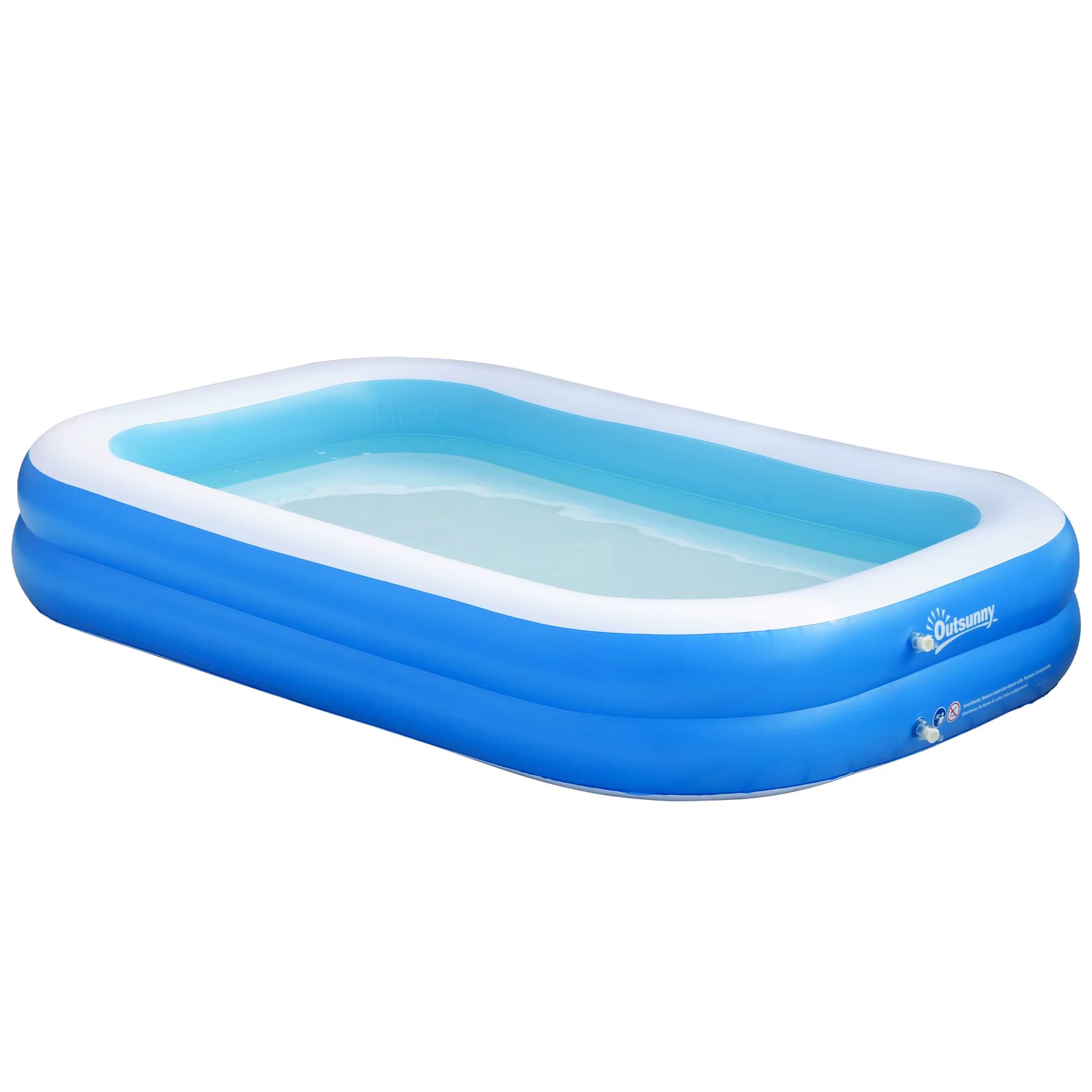 Outsunny Rectangular inflatable pool 1.300 litres 262x176x56cm family inflatable pool for adults and children in blue garden