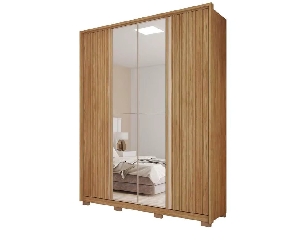 Single Wardrobe with 4 Doors Mirror 3 Drawers Caemmun Belize Ripado