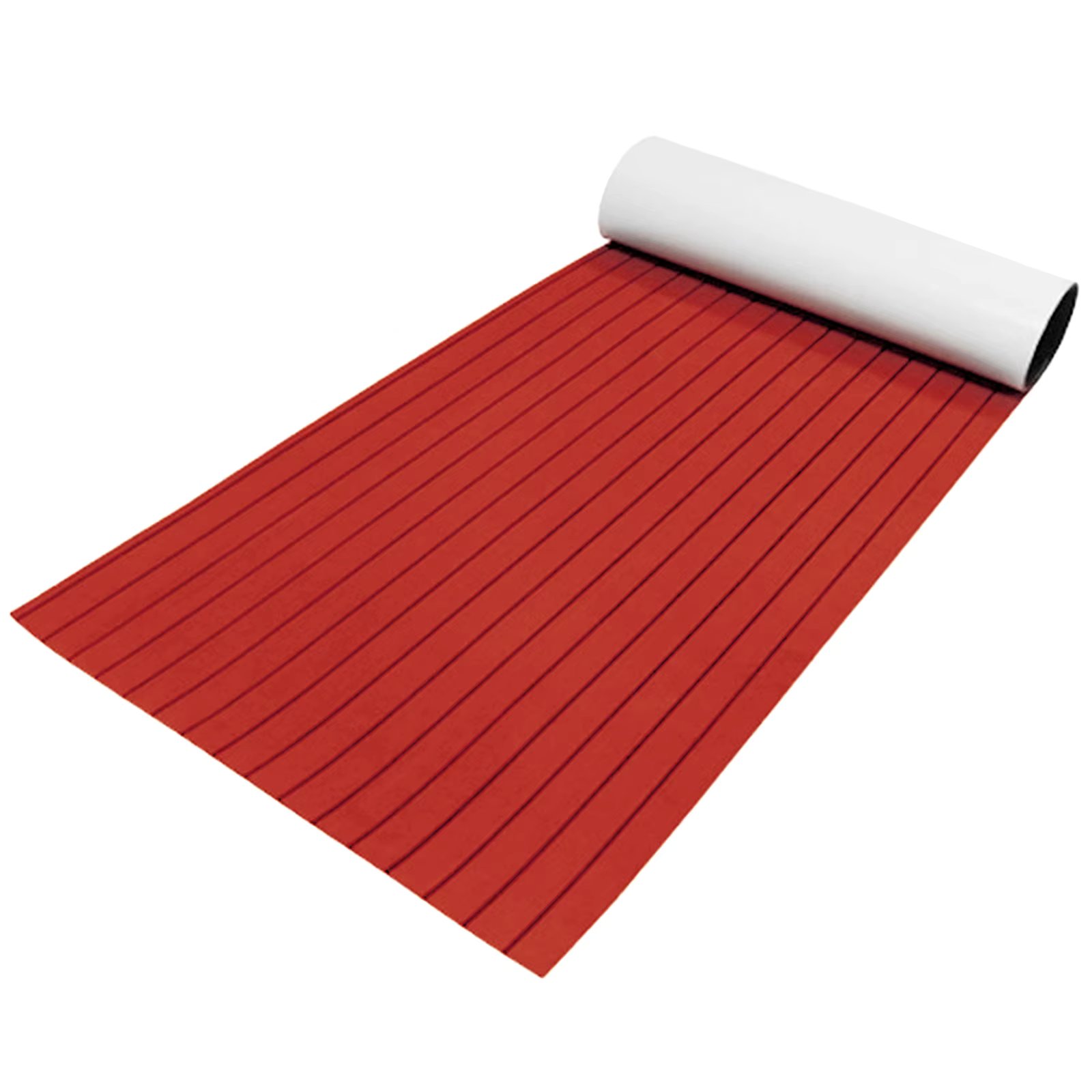 35.4"X94.5" Red with Black Lines EVA Foam Teak Sheet Marine Flooring Yacht Synthetic Boat Decking Self-Adhesive Pad