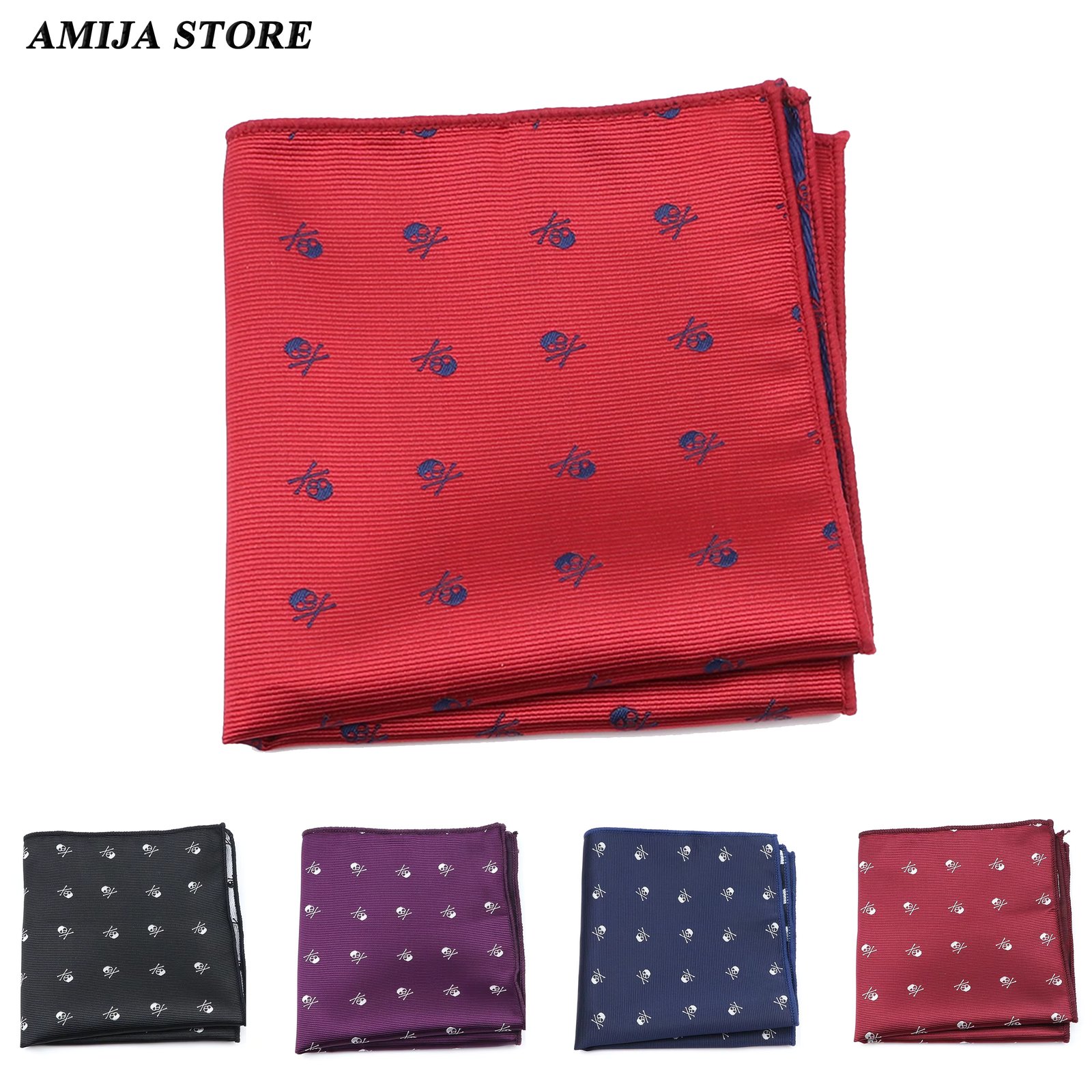 New Design 26*26CM Hankerchief Men's Pocket Square Blue Red Black Skull Hanky Suit Men's Business Wedding Party Chest Towel Snot