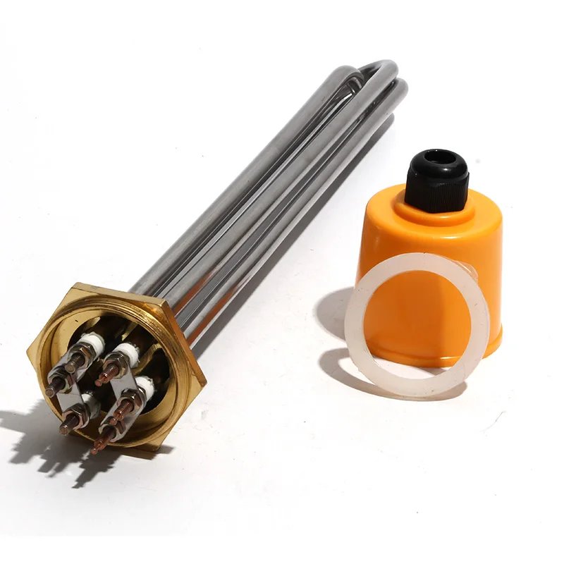 Lujinxun 220V/380V Water Tank DN40/1.5" Heating Elements 3KW/4.5KW/6KW/9KW/12KW Electrical Immersion Heaters 201SS 8mm Tube