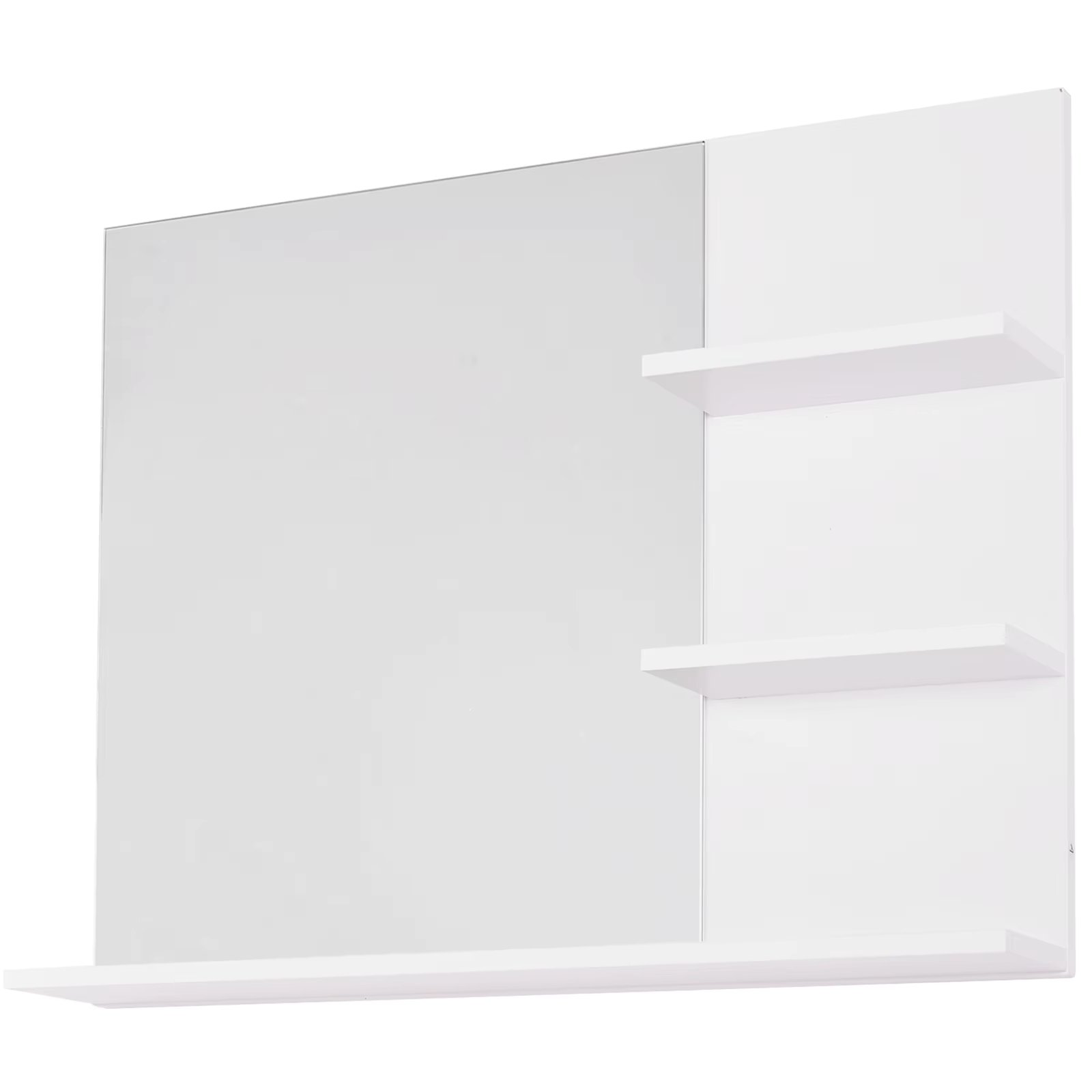 Kleankin wall hanging bathroom mirror wall mirror with 3 built-in shelves 60x10x48 cm White