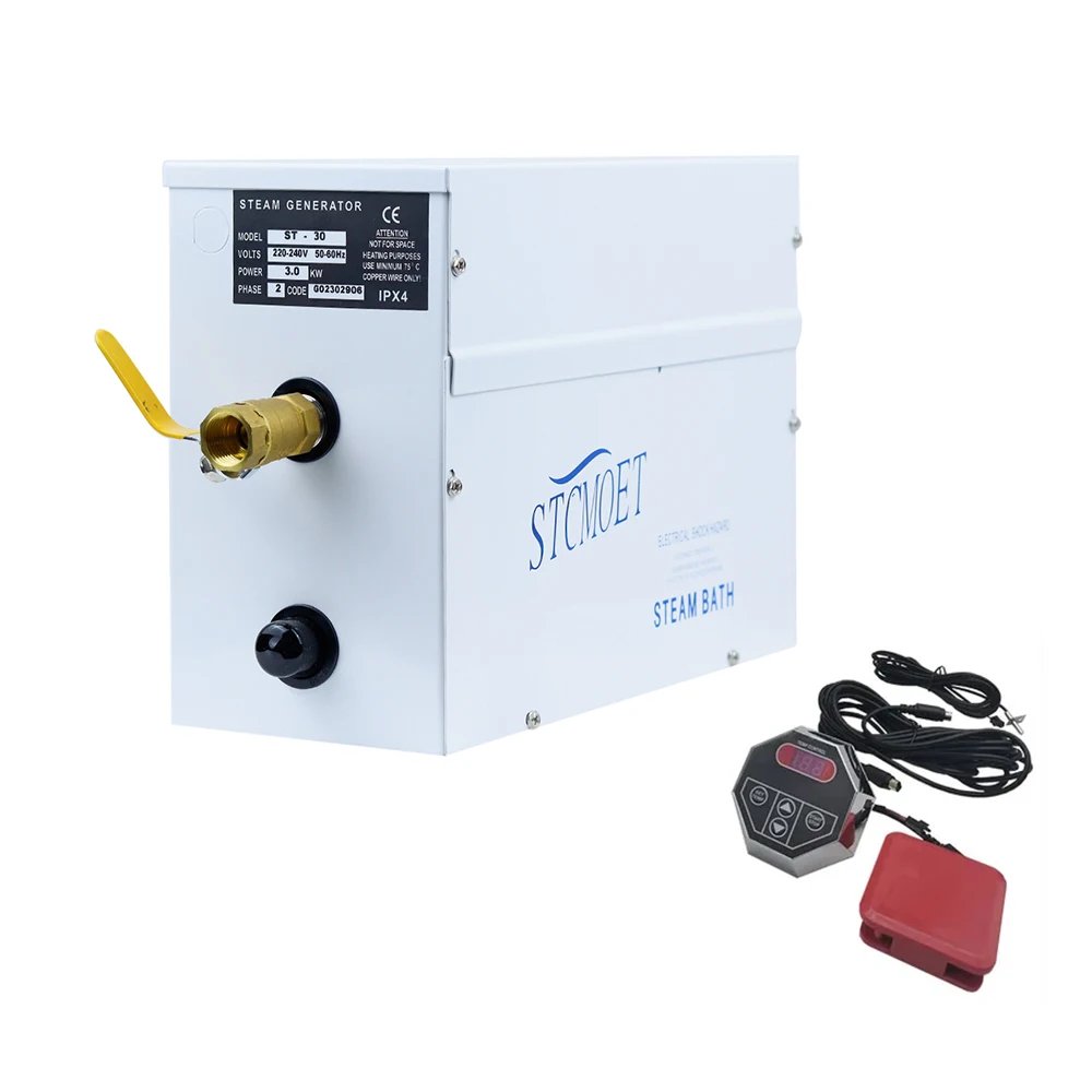 3KW 220V Sauna Steam Machine Spa Steam Generator Dry Streaming Furnace Wet Digital Controller Steamer ST-30
