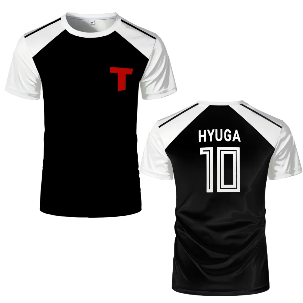 Captain Tsubasa Anime Tshirt Hyuga Animation Cosplay Short-sleeved 3D Printed Football Jersey T-shirts Mens Designer Clothes