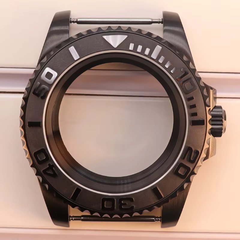 Black 40mm Men Watch Case Sapphire Glass Black Yacht Bezel For Seiko nh35 nh34 NH36 NH38 Eta2824 Miyota8215 Movement 28.5mm Dial