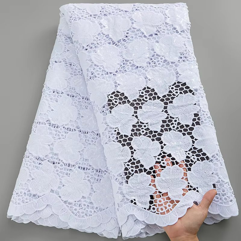 15White Sequins Lace