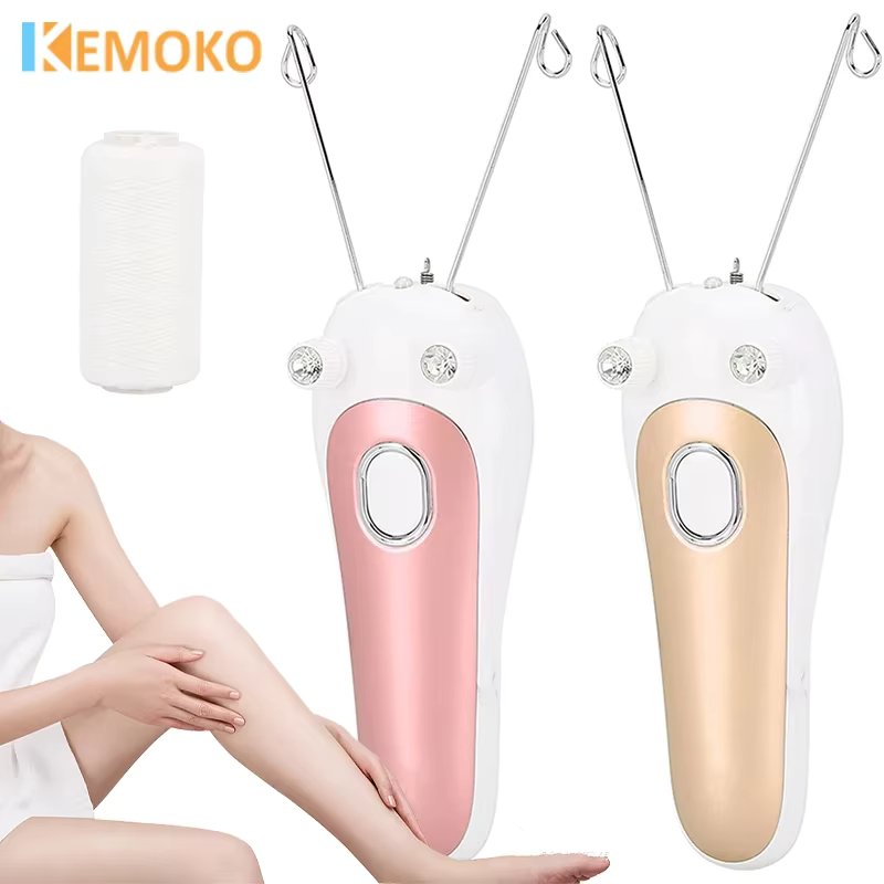 Electric Facial Body Hair Removal Portable Cotton Thread Epilator Shaver Trimmer for Women Neck Lip Chin Arm Legs Hair Remover