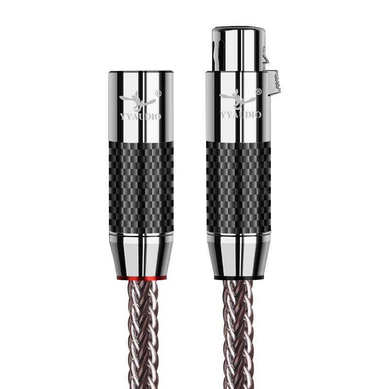 YYAUDIO HIFI Xlr Cable OCC Pure Copper Rhodium Plating Xlr Male To Female 3 Pin Plug Microphone Cable