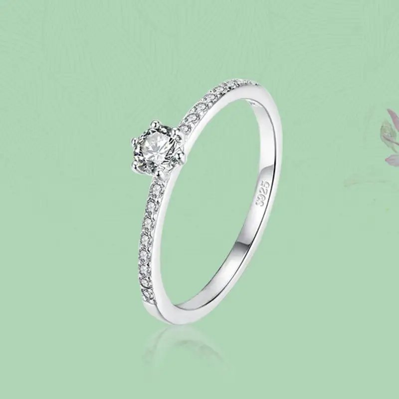 Butterflykiss 4.5mm S925 Sterling Silver  Round Real Moissanite Rings For Women Girls Cassic Wedding Statement Fine Jewelry Gift