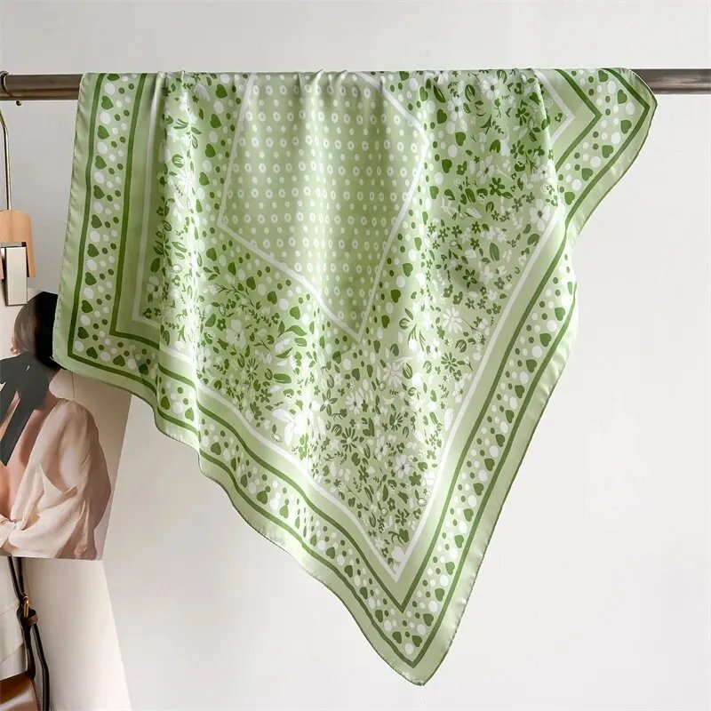 Luxury Print Silk Square Scarf Women Spring Neck Tie Shawl Wraps Female 70cm Hair Hand Wrist Headkercheif Hijab Bandana