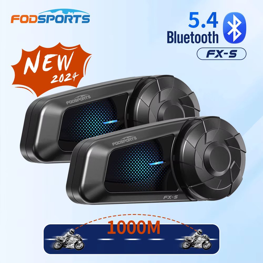 2 pieces Fodsports FX-S Motorcycle Intercom,Bluetooth Helmet Intercom,Motorcycle helmet Headset,1000M,BT5.4
