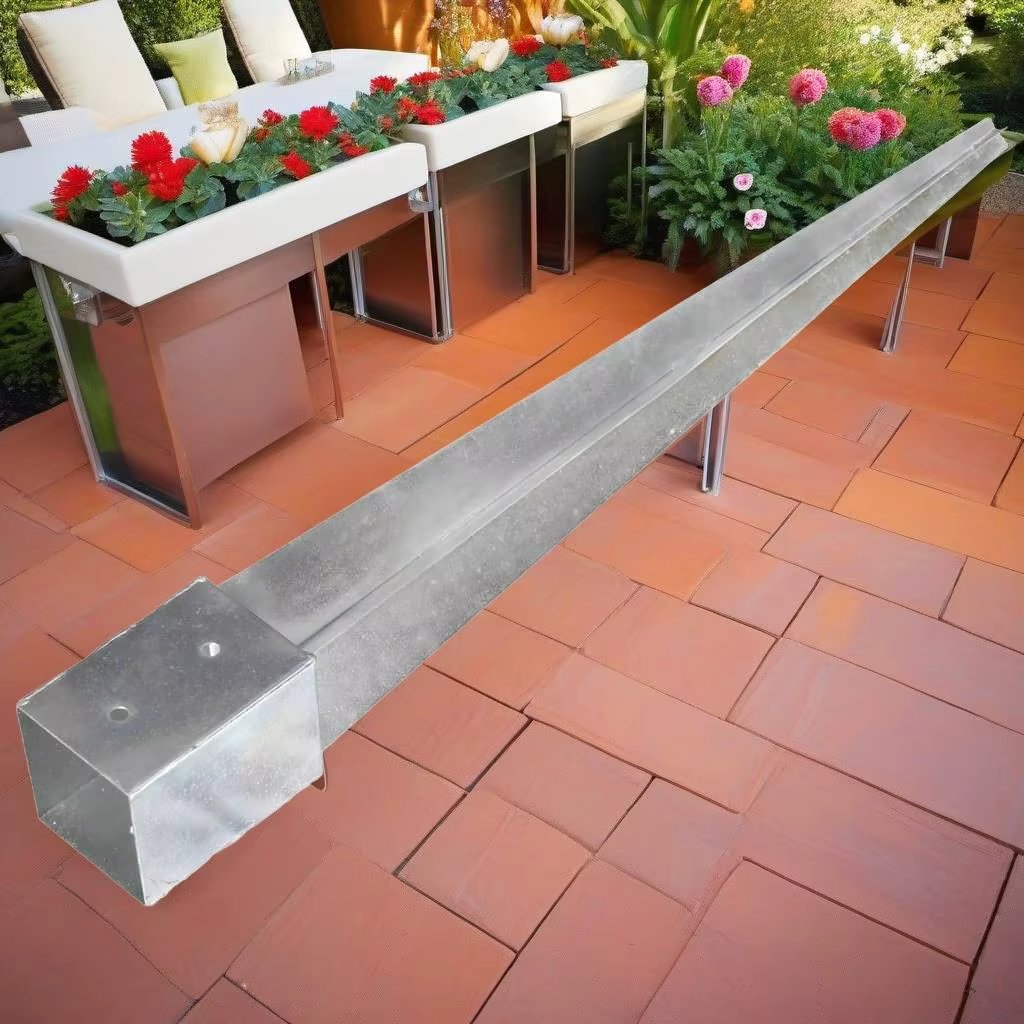 2pcs Galvanized Steel Ground Spikes 10x10x91 cm - Silver Heavy Duty Outdoor Anchors