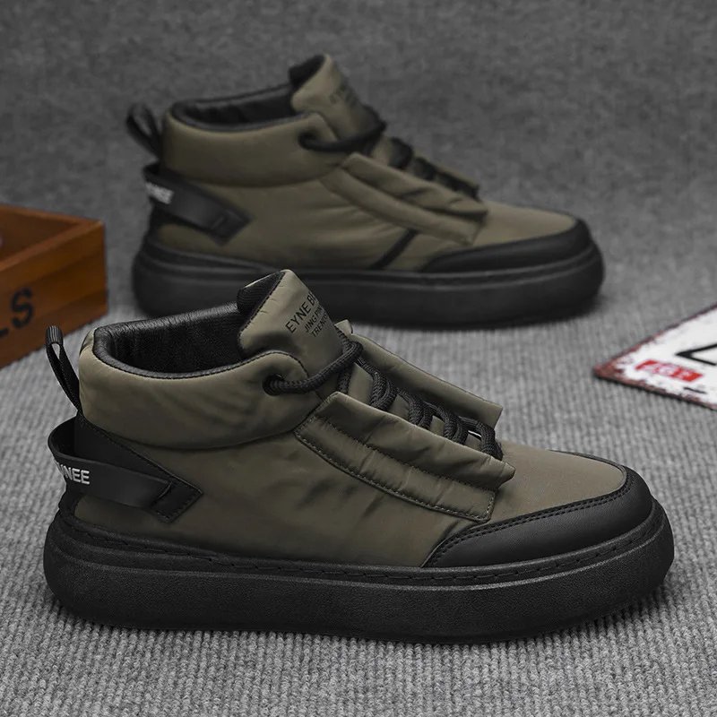 Down Cloth Casual Sneaker Shoes for Men Winter Warm Leisure Sports Leisure Men's Loafers Non-Slip Fashion High-top Men Shoes