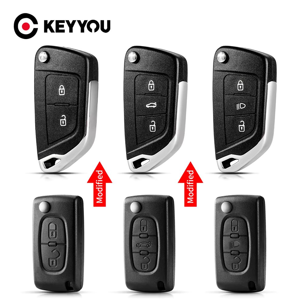 KEYYOU For Citroen С2 C4 С3 С5 C6 For Peugeot 107 207 307 407 306 308 408 508 Partner CE0523 CE0536 Modified Car Key Shell Case