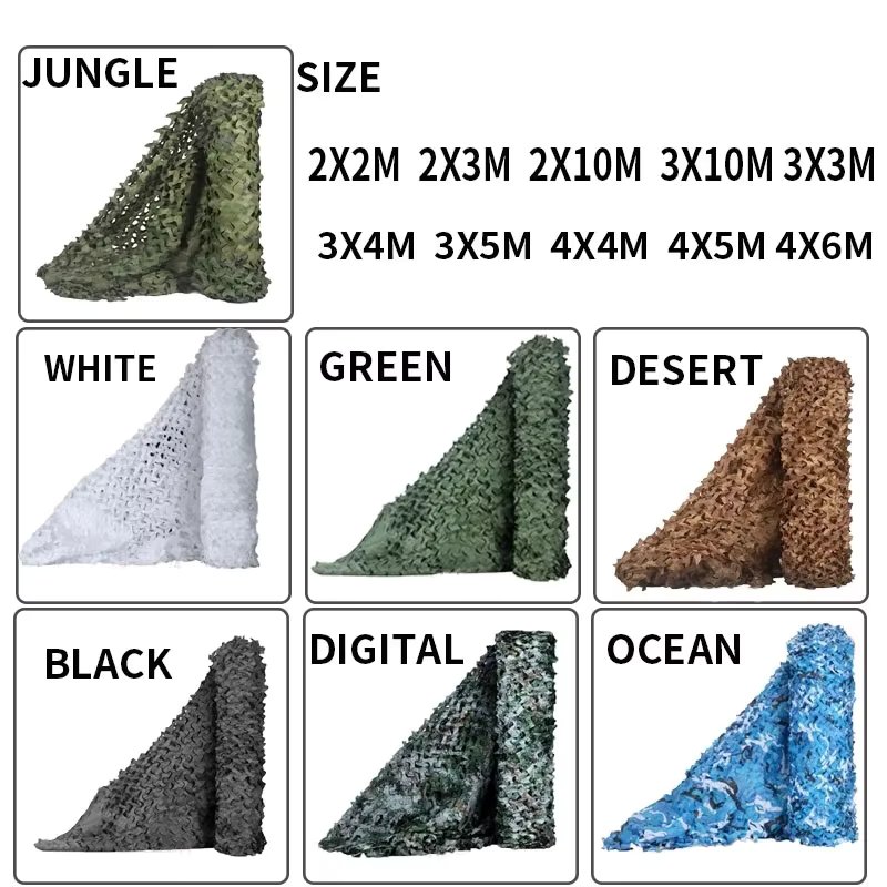 Camouflage Net White Blue Beige Desert Hunting Hidden Net Outdoor Awning Garden Shade Gazebo 2x3m 3x6 4x5