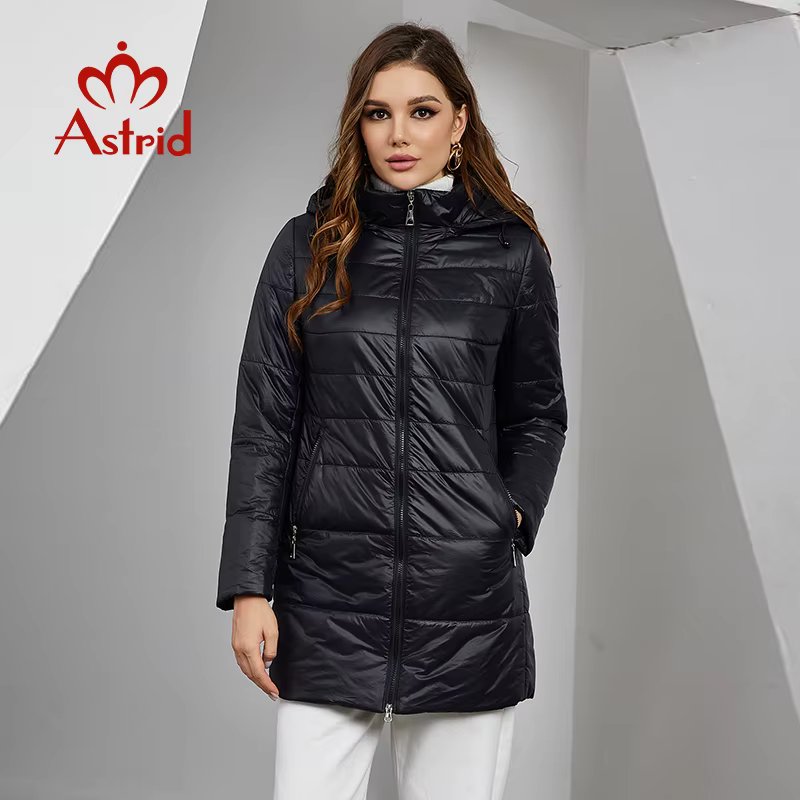 Astrid 2023 Autumn Winter Women's Parka Coats Hooded Long Slim Quilted Jacket Windproof Outerwear Female Cotton Padded Overcoat