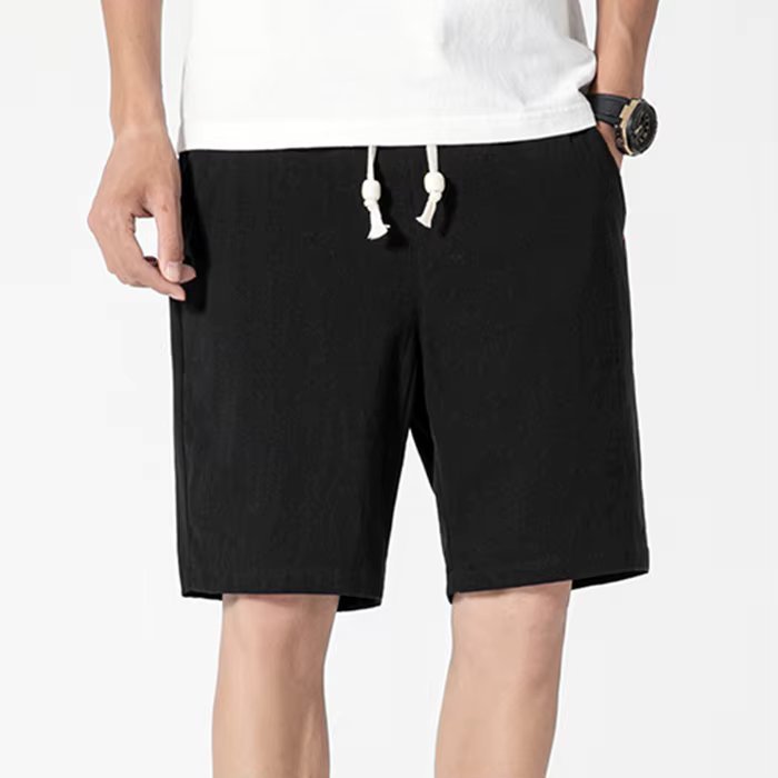 Men's summer five parts shorts linen banding big size men's Beach training pants