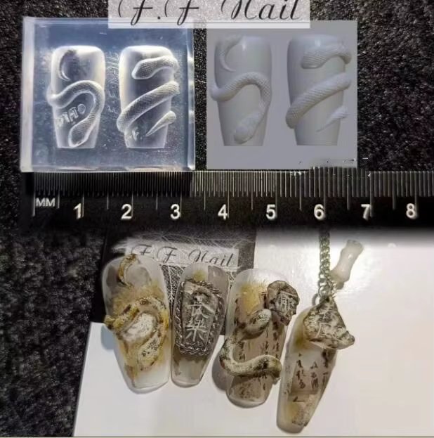1pc  Snake Flamingo Jellyfish Dragon Dtream 3D Acrylic Mold  Nail Art DIY  Silicone  Nail Art Templates Nails Mold