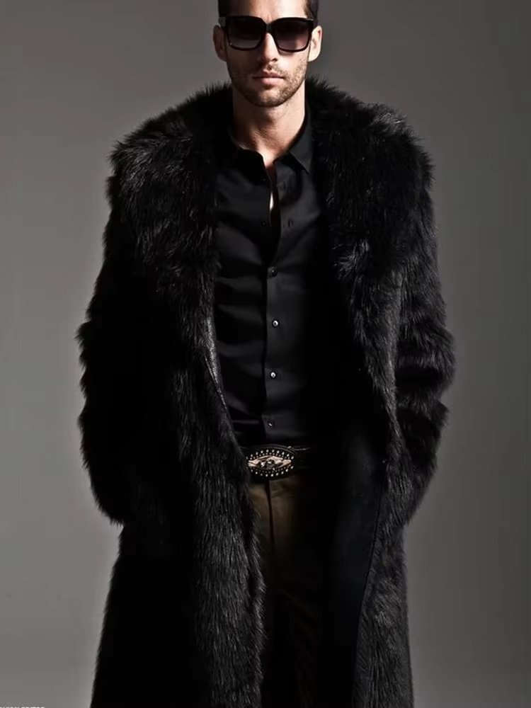 2020 Autumn and Winter Men's Faux Fur Large Lapel Fur Long Men's Faux Fur Jacket fashion thicken Men's Overcoat Mens Clothing
