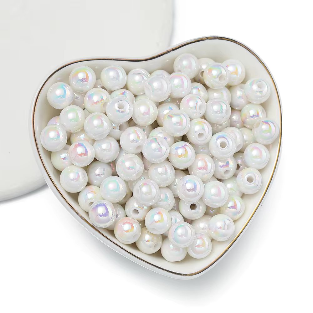 50/100pcs 6/8/10mm AB Color Acrylic Beads Round Loose Spacer Beads for Jewelry Making DIY Handmade Necklace Bracelet Accessories
