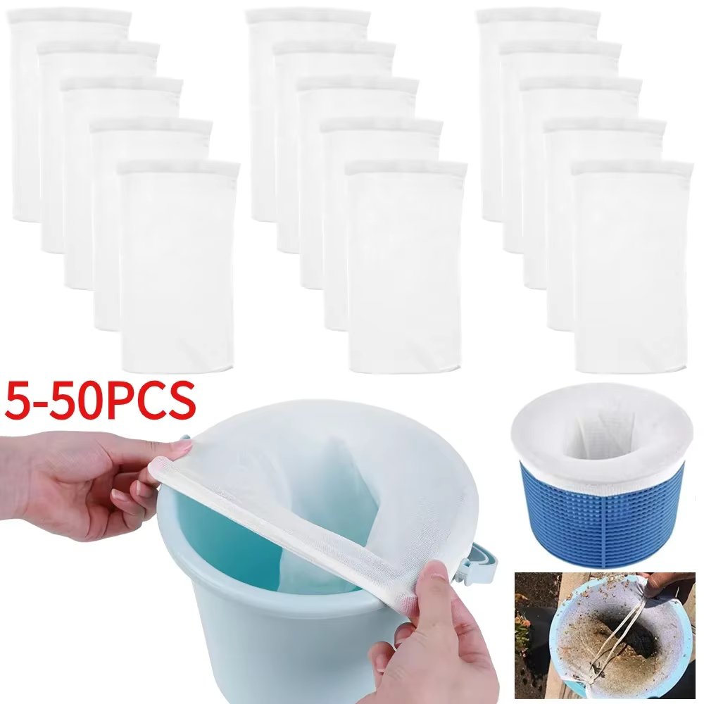 5-50Pcs Filter Storage Pool Skimmer Socks Nylon Swimming Pool Filter Socks For Basket Skimmer Outdoor Pool Cleaning Filters Net