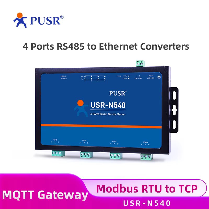 PUSR 4 Ports RS485 to Ethernet Converter Modbus to Ethernet Edge Computing MQTT and TCP Client EMC Protection USR-N540-H7-4