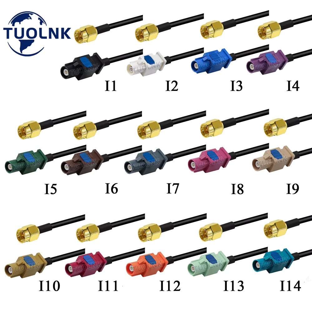 RG174 Cable Extended Fakra A/B/C/D/E/F/G/H/I/K/Z Male Connector to SMA Male Adapter RG174 Car Radio Antenna Extension Cord