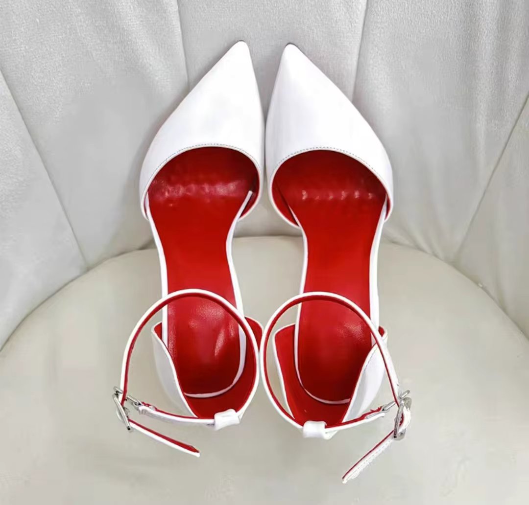 FHC 16cm High Heeled Sandals,Women Stage Show Summer Shoes,Mid Shallow Out,Pointed Toe,Ankle Buckle Straps,Customized Colors,