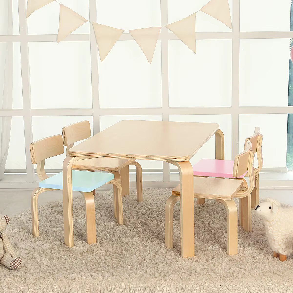 Pro children's desk chair set (square type) 3 color desk 1 + chair 2