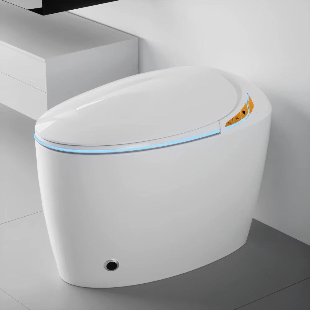 Unique Smart Toilet with Bidet Built In, Intelligent One Piece Toilet For Modern Bathroom, Auto Open/Close Seat, Foot Sensor