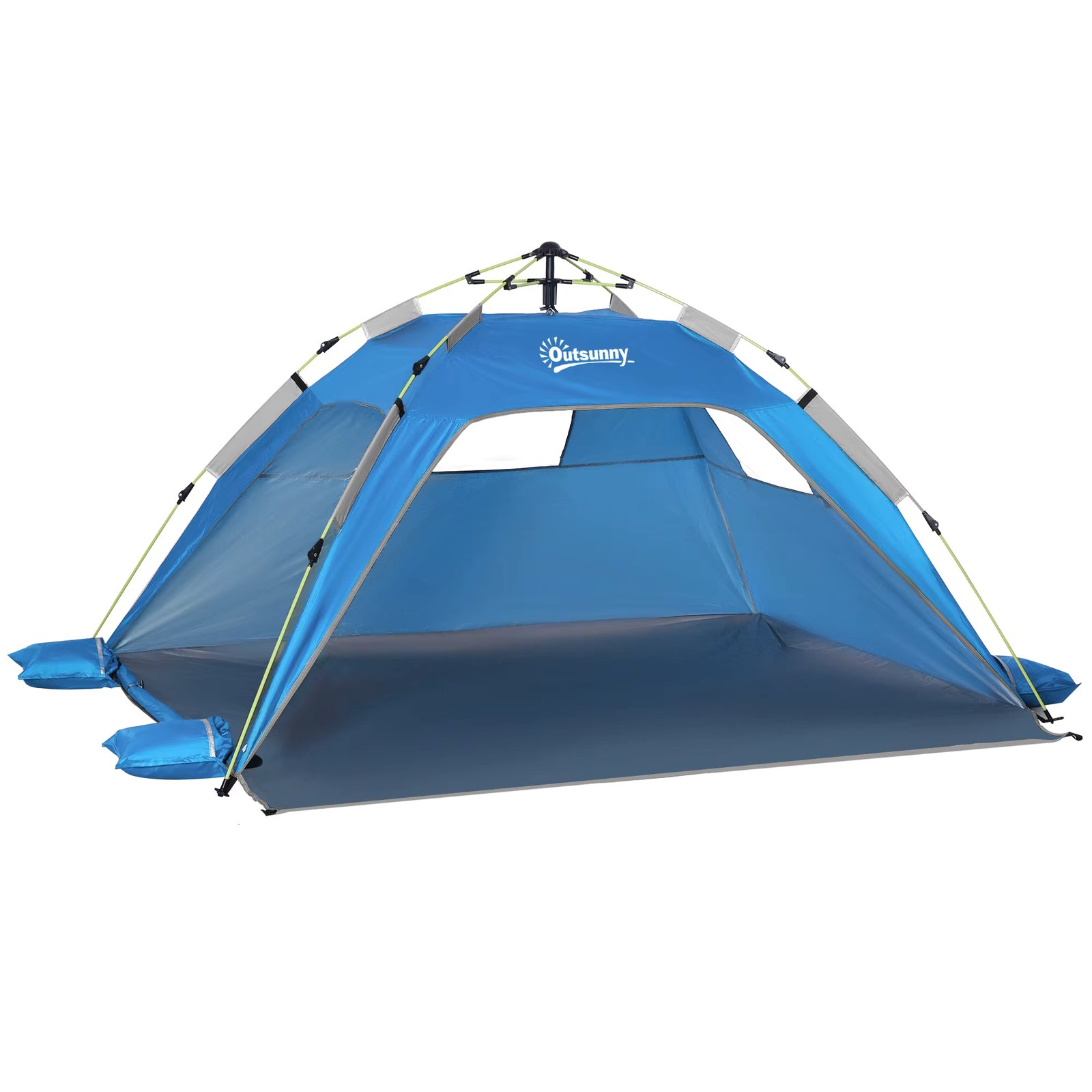 Outsunny beach tent folding Pop-up beach tent for 1-2 people with 2 door 2 windows and carry bag for park Camping 220x173x120 cm blue