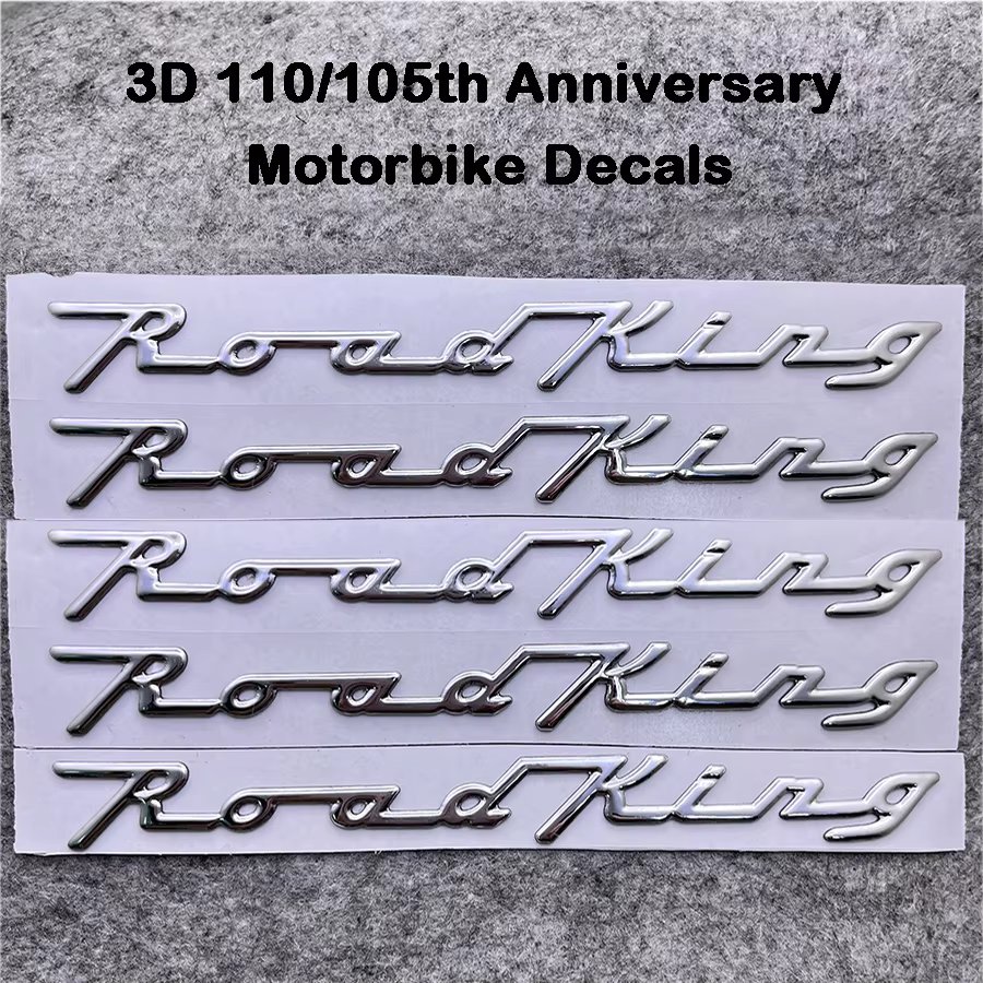 5PCS/Set Motorcycle Decals Stickers Chrome 3D 110/105th Anniversary Motorbike Emblem Badge For Harley Davidson Road King FLHRC